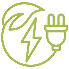 Energia rinnovabile con foglia e spina